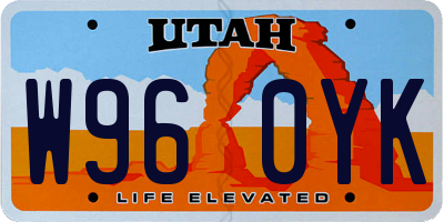UT license plate W960YK