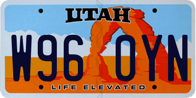 UT license plate W960YN