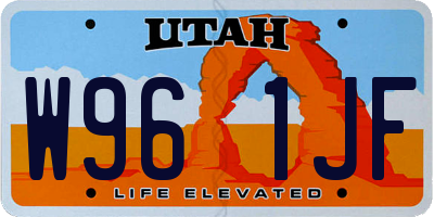 UT license plate W961JF