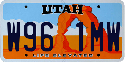 UT license plate W961MW