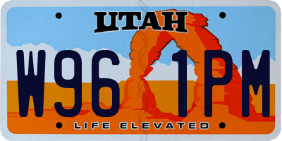 UT license plate W961PM