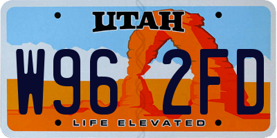 UT license plate W962FD