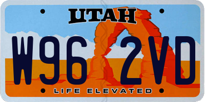UT license plate W962VD