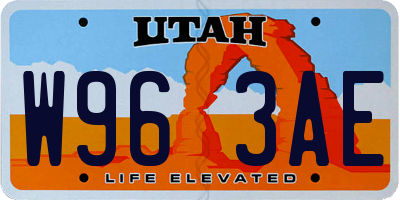 UT license plate W963AE