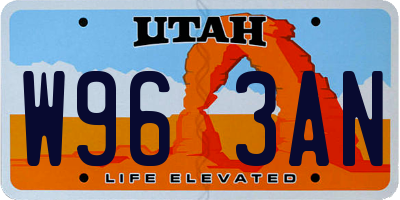 UT license plate W963AN