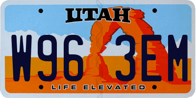 UT license plate W963EM