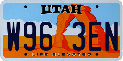 UT license plate W963EN