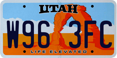 UT license plate W963FC