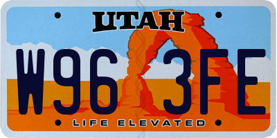 UT license plate W963FE