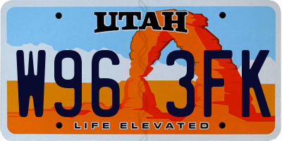 UT license plate W963FK
