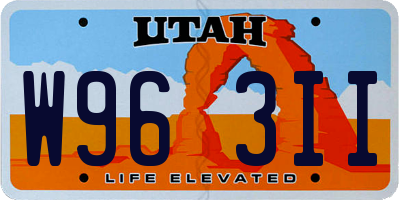 UT license plate W963II