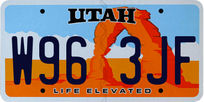 UT license plate W963JF