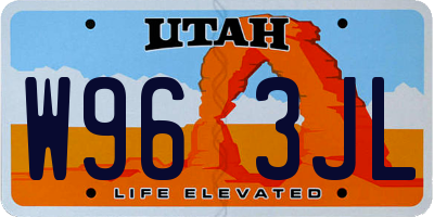 UT license plate W963JL