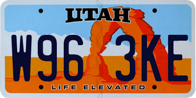 UT license plate W963KE