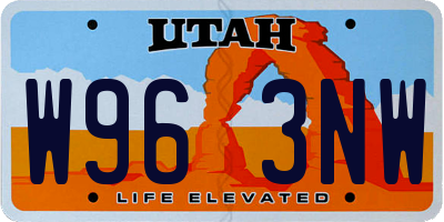 UT license plate W963NW