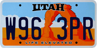UT license plate W963PR