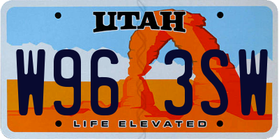 UT license plate W963SW
