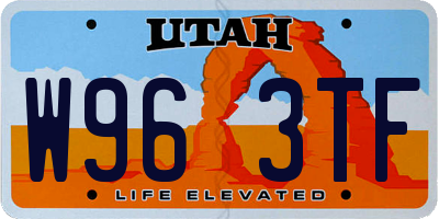 UT license plate W963TF