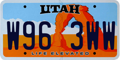 UT license plate W963WW