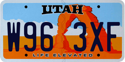 UT license plate W963XF