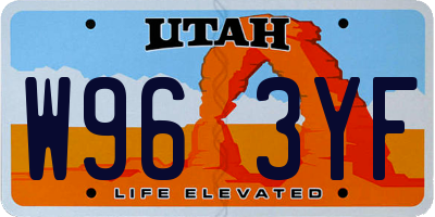 UT license plate W963YF