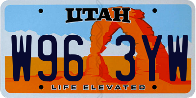 UT license plate W963YW