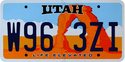UT license plate W963ZI