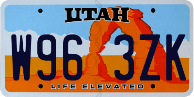 UT license plate W963ZK