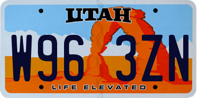 UT license plate W963ZN
