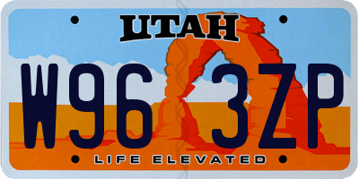 UT license plate W963ZP