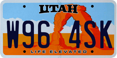 UT license plate W964SK