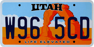 UT license plate W965CD