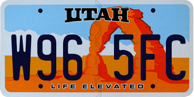 UT license plate W965FC