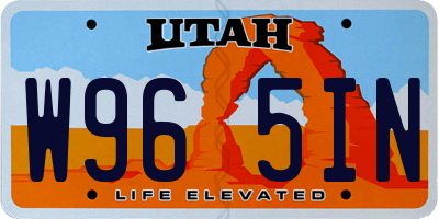 UT license plate W965IN