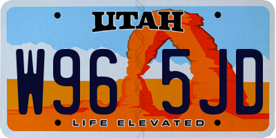 UT license plate W965JD