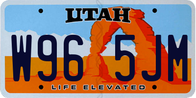 UT license plate W965JM