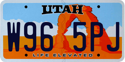 UT license plate W965PJ