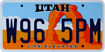 UT license plate W965PM