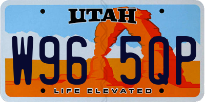 UT license plate W965QP