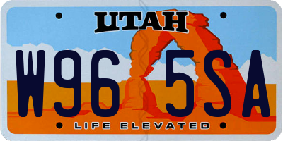 UT license plate W965SA