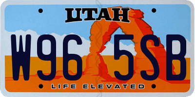 UT license plate W965SB
