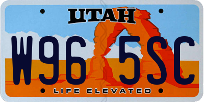 UT license plate W965SC