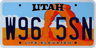 UT license plate W965SN
