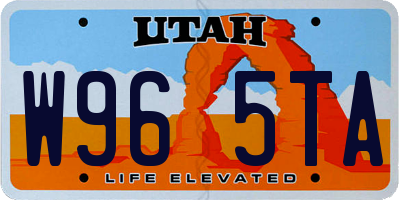 UT license plate W965TA