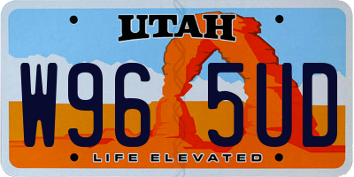 UT license plate W965UD