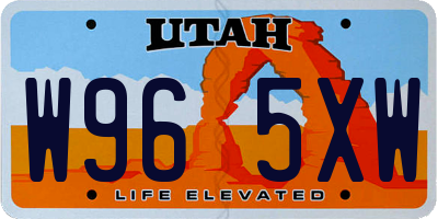 UT license plate W965XW