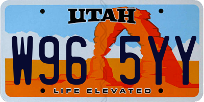 UT license plate W965YY
