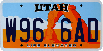 UT license plate W966AD