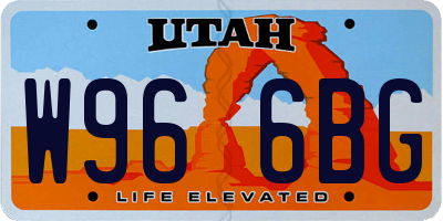 UT license plate W966BG