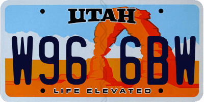 UT license plate W966BW